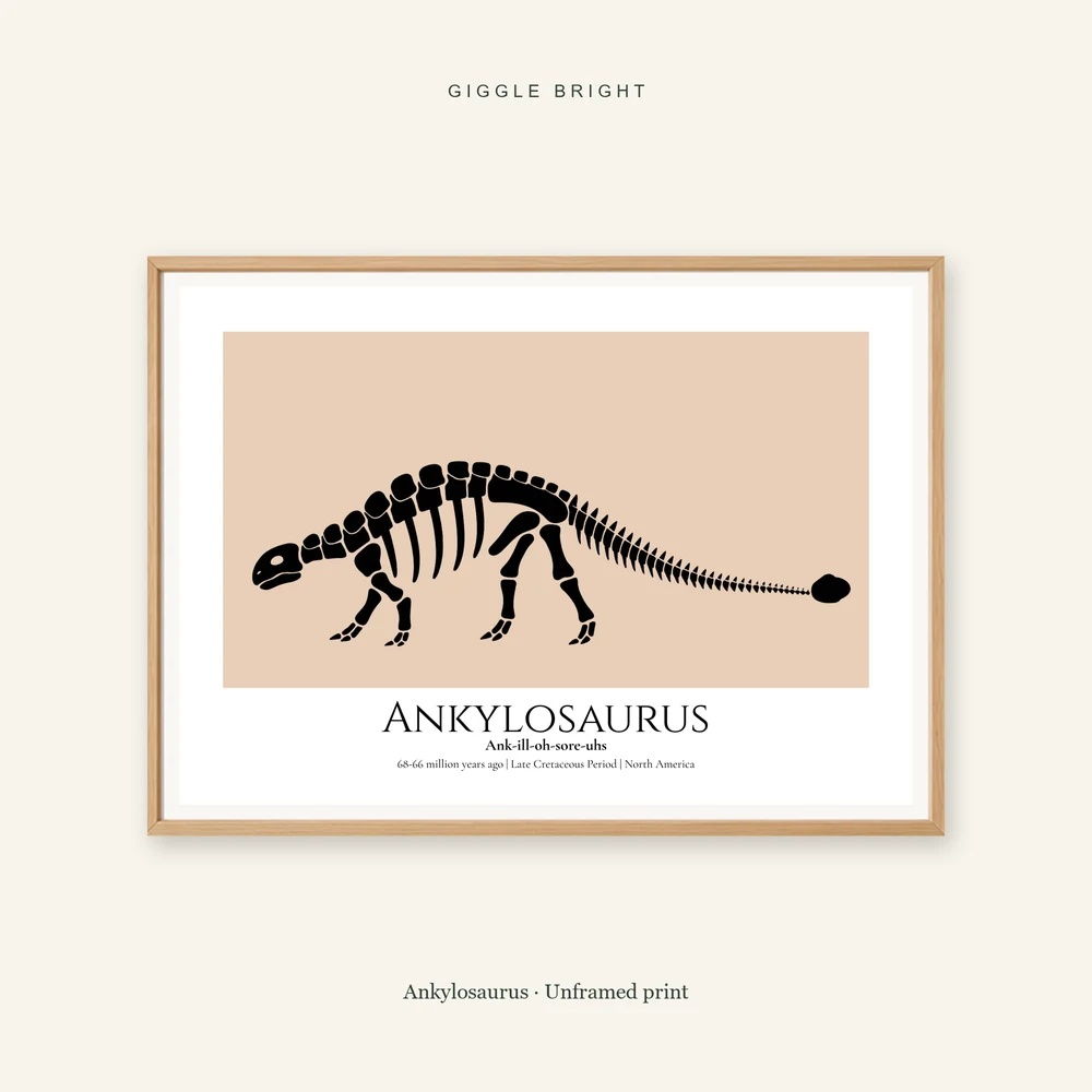 Ankylosaurus Giggle Bright framed print; frame not included