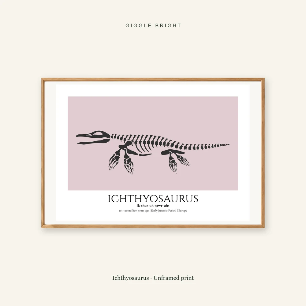 Ichthyosaurus Giggle Bright framed print; frame not included