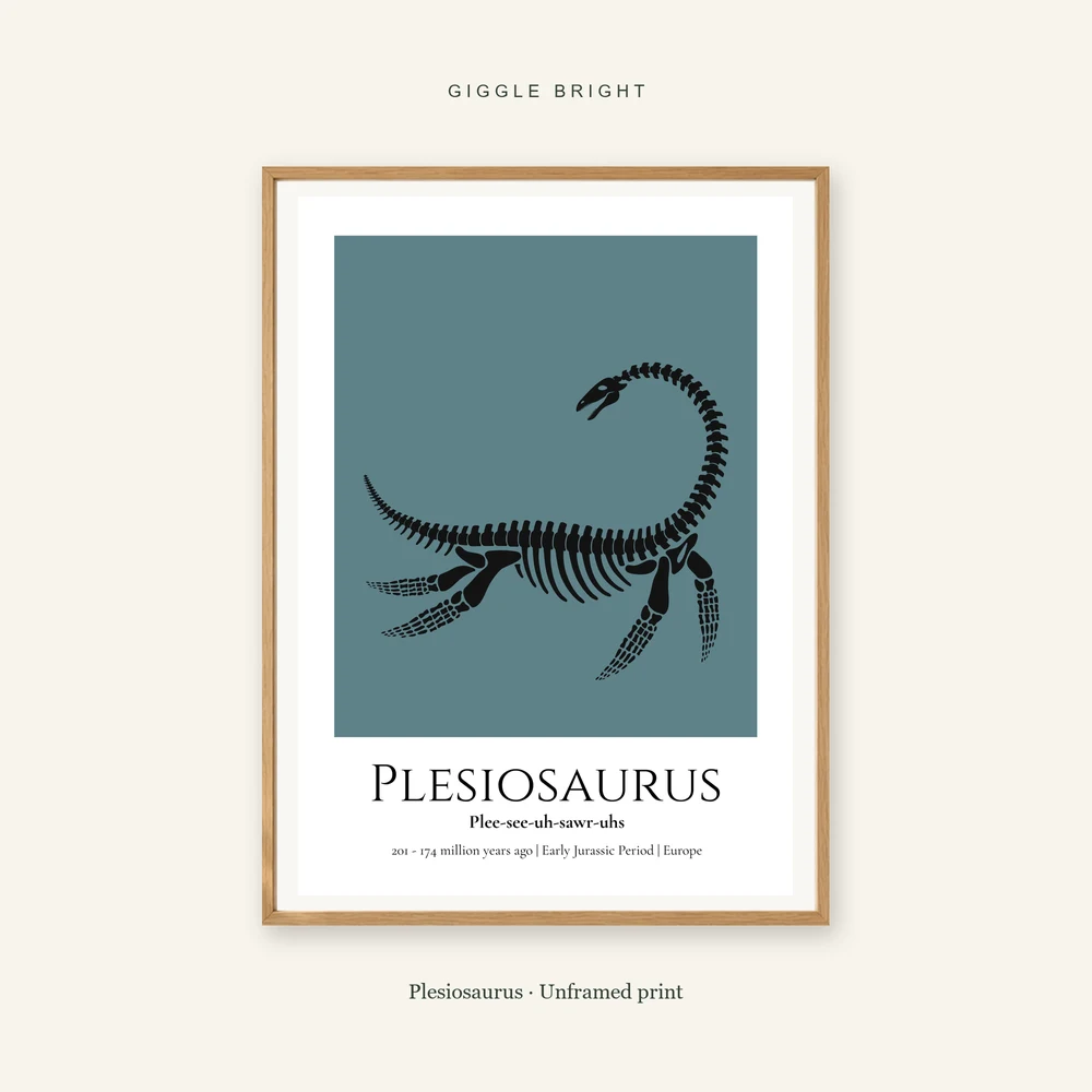 Plesiosaurus Giggle Bright framed print; frame not included