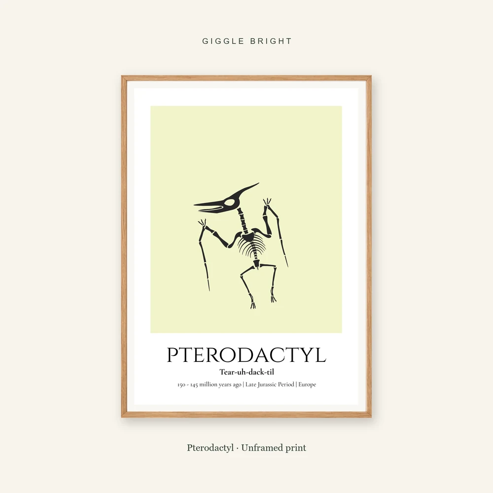 Pterodactyl Giggle Bright framed print; frame not included