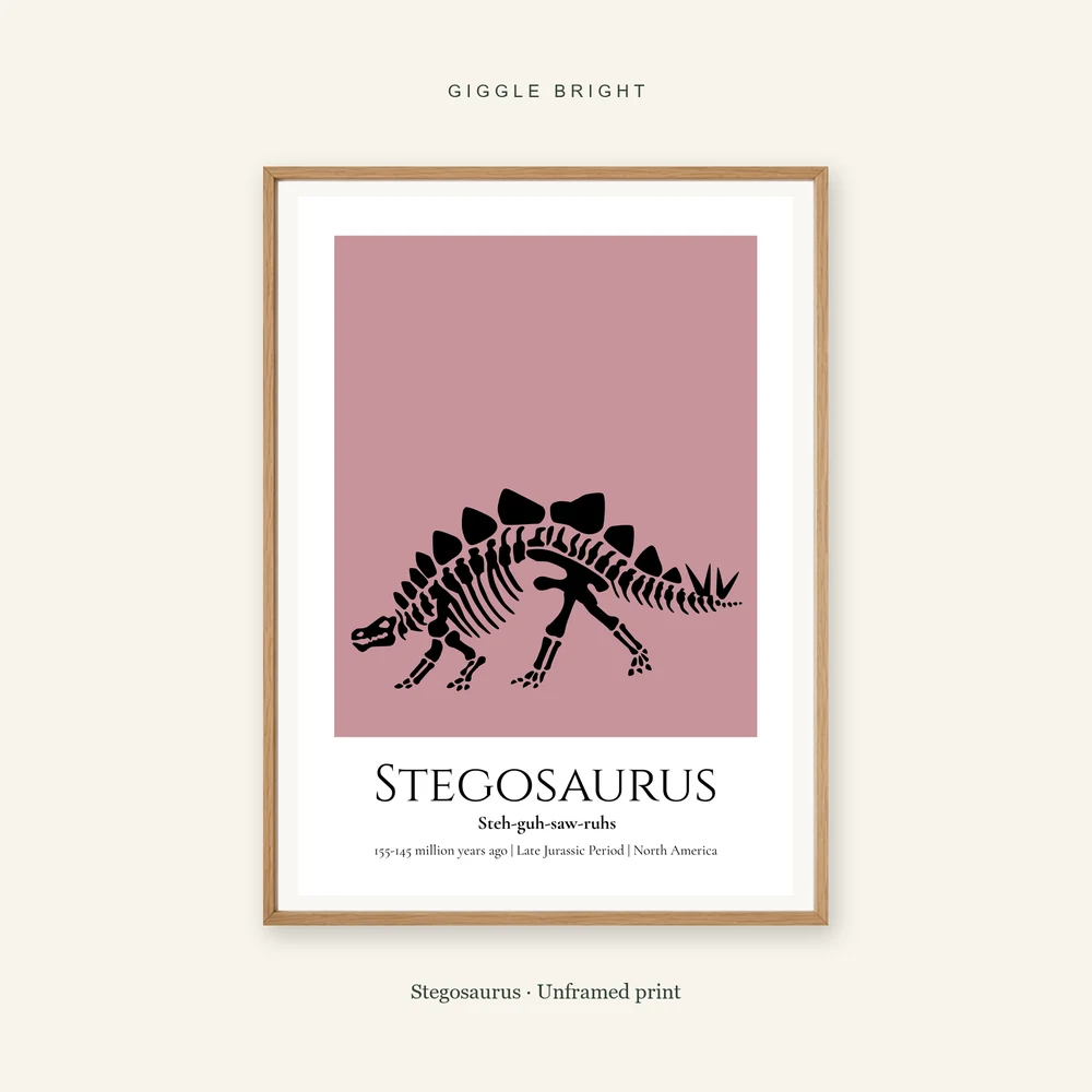 Stegosaurus Giggle Bright framed print; frame not included