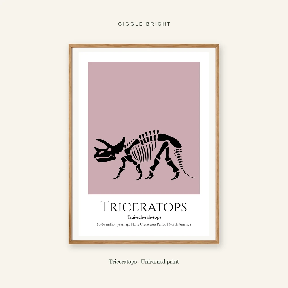 Triceratops Giggle Bright framed print; frame not included